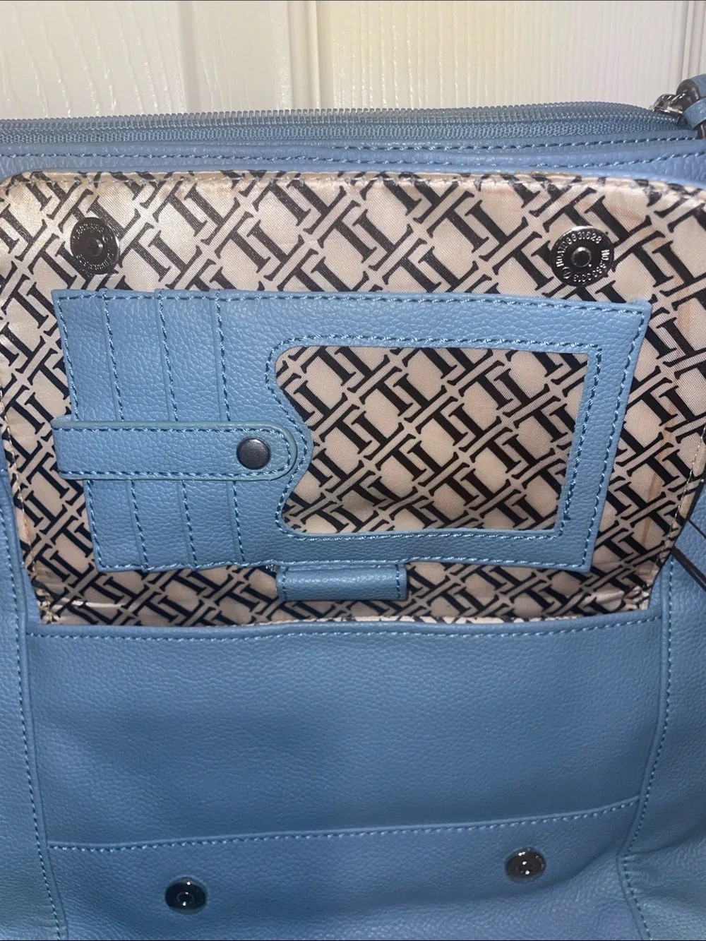 Tignanello Sky Blue Pebble Leather Shoulder Bag